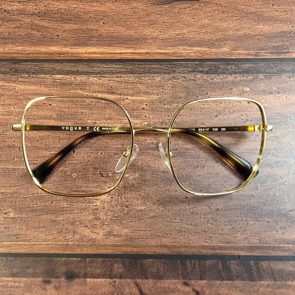 Vogue Women's Gold Frame Eyeglasses 53-17 135mm‎ Square Metal FRAMES ONLY